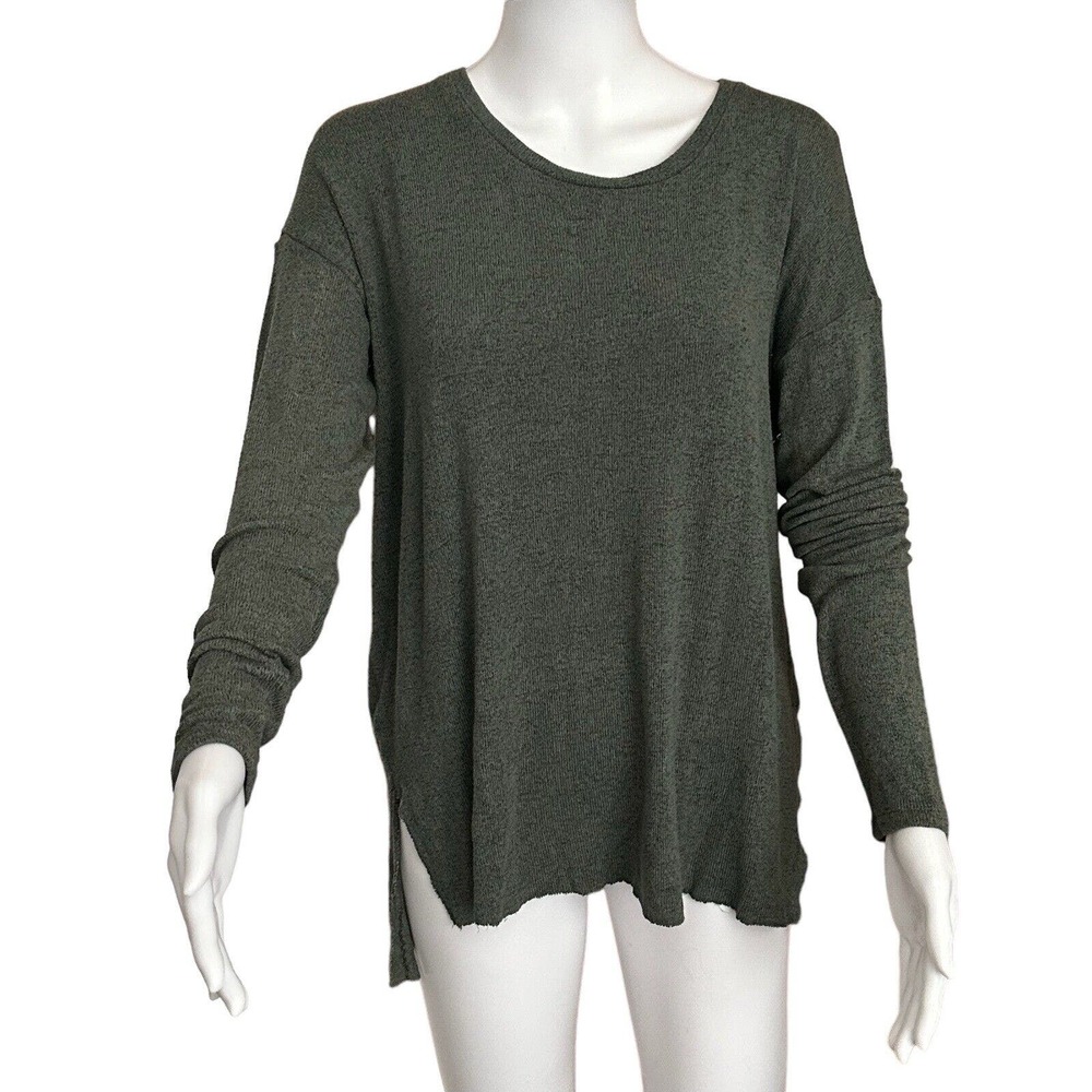 American Eagle Green Plush Stretchy Green Long Sleeve Knit Shirt